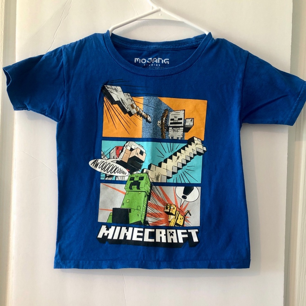 Minecraft Blue Graphic Tee with Creeper Comics 6/7